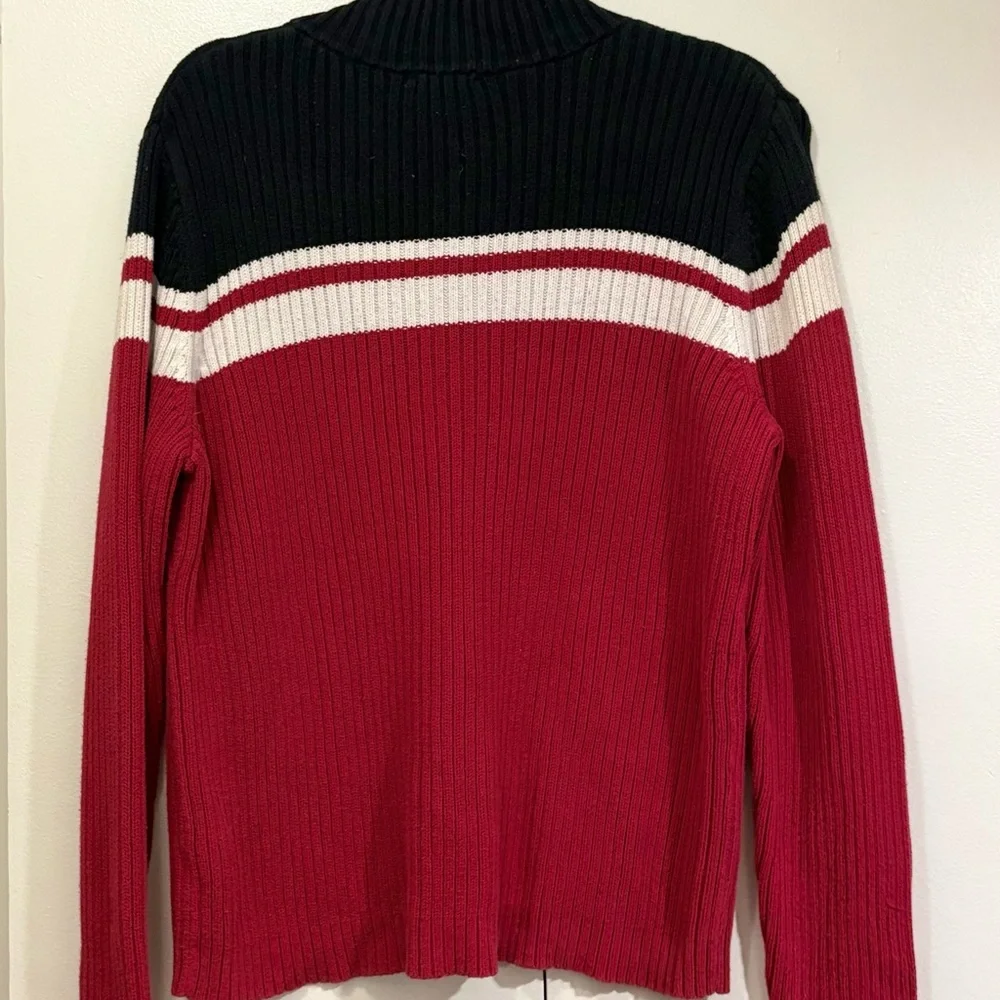 St. John's Bay Red and Black Cowl Neck Sweater - Picture 4 of 5